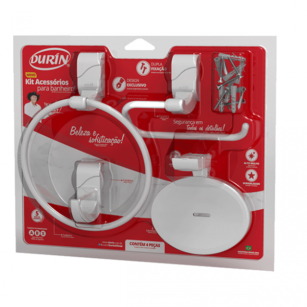 Kit Acessórios para Banheiro Sofisticato 4 peças Branco