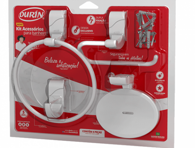 Kit Acessórios para Banheiro Sofisticato 4 peças Branco
